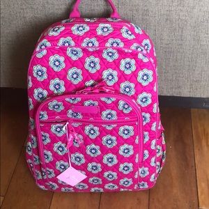 NWT Vera Bradley Pink Swirls Flowers Backpack